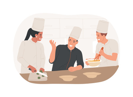 Kitchen staff training isolated cartoon vector illustrations.のイラスト素材
