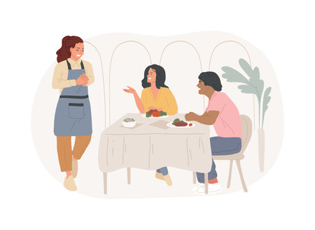 Solving conflicts in a restaurant isolated cartoon vector illustrations.のイラスト素材