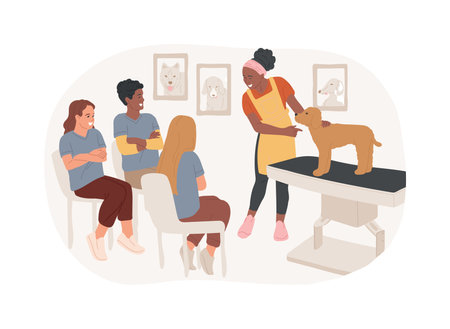 Pet grooming school isolated cartoon vector illustrations.のイラスト素材