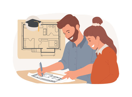 Architectural drawing isolated cartoon vector illustrations.のイラスト素材