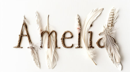 Personalized postcard perfect for decor created in Feather Letters.の素材