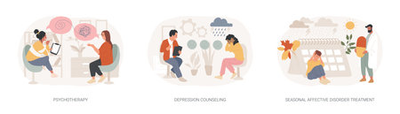 Mental health isolated concept vector illustration set.のイラスト素材