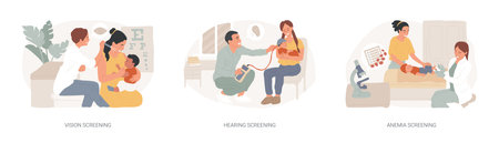 Newborn healthcare isolated concept vector illustration set.のイラスト素材