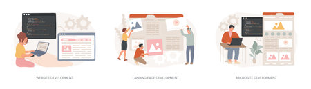 Webpage programming isolated concept vector illustration set.のイラスト素材