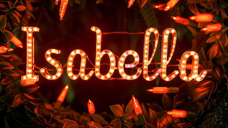 Orange LED personalized name postcard perfect for decor.の素材