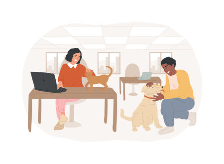 Pet-friendly office isolated cartoon vector illustrations.のイラスト素材