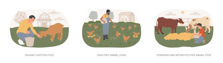 Organic livestock farming isolated cartoon vector illustrations seのイラスト素材
