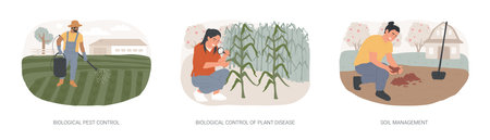 Organic farming industry isolated cartoon vector illustrations seのイラスト素材