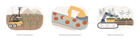 Automation in agriculture isolated cartoon vector illustrations seのイラスト素材