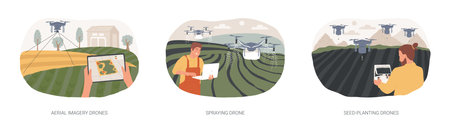 Agricultural drones isolated cartoon vector illustrations seのイラスト素材