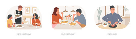 Dinner out isolated cartoon vector illustrations seのイラスト素材