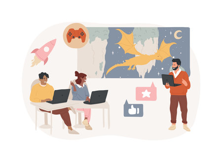 Game launch isolated cartoon vector illustrations.のイラスト素材
