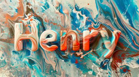 Colorful Marble personalized name postcard perfect for decor.の素材