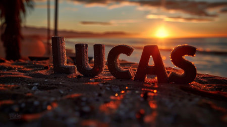 Sunset personalized name postcard perfect for decor.の素材