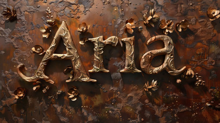 Bronze personalized name postcard perfect for decor.の素材