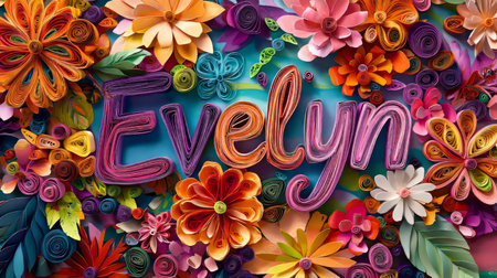 Quilling Paper Art personalized name postcard perfect for decor.の素材