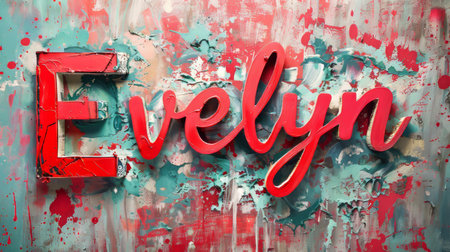 Red personalized name postcard perfect for decor.の素材