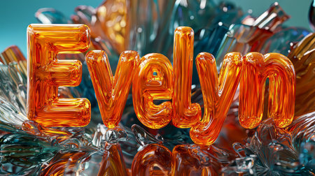 Orange Glass personalized name postcard perfect for decor.の素材
