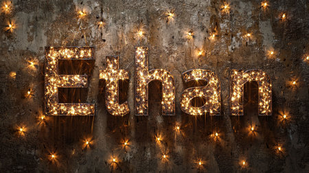 Beige LED personalized name postcard perfect for decor.の素材
