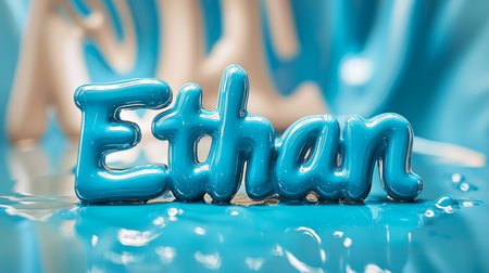 Blue Glossy Surface personalized name postcard perfect for decor.の素材