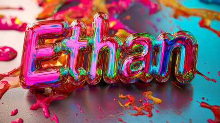Colorful Glossy Surface personalized name postcard perfect for decor.の素材
