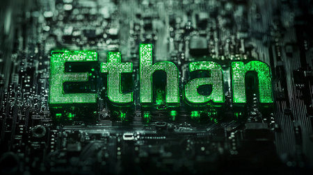 Green LED personalized name postcard perfect for decor.の素材