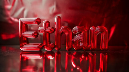 Red Glossy Surface personalized name postcard perfect for decor.の素材