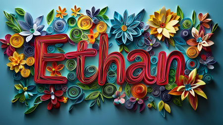 Quilling Paper Art personalized name postcard perfect for decor.の素材