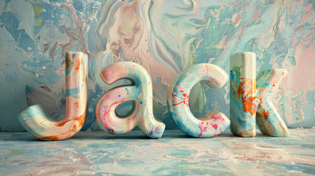 Colorful Marble personalized name postcard perfect for decor.の素材