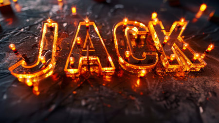 Orange LED personalized name postcard perfect for decor.の素材