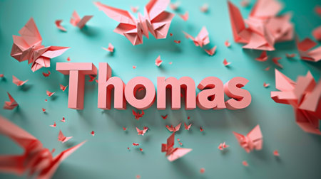 Origami personalized name postcard perfect for decor.の素材