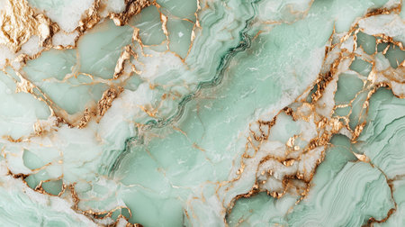 Mint Marble with Bronze Horizontal Background.の素材