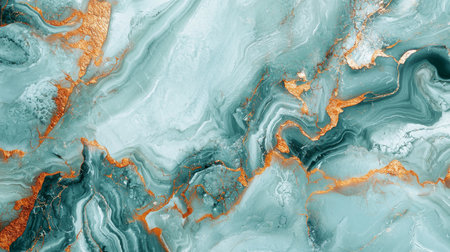 Mint Marble with Copper Horizontal Background.の素材