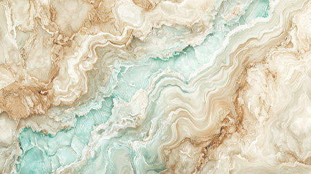 Beige Marble with Aquamarine Horizontal Background.の素材