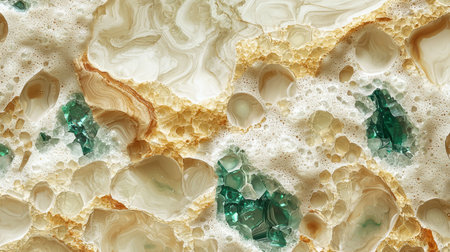 Beige Marble with Green Glass Horizontal Background.の素材