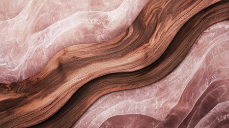 Soft Pink Marble with Wooden Mahogany Horizontal Background.の素材