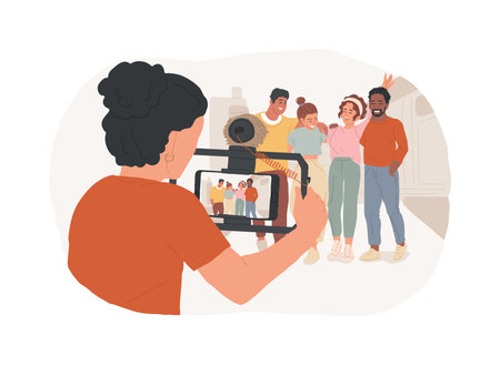 Smartphone filmmaking isolated cartoon vector illustrations.のイラスト素材