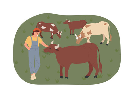 Integrating livestock and crops isolated cartoon vector illustrations.のイラスト素材