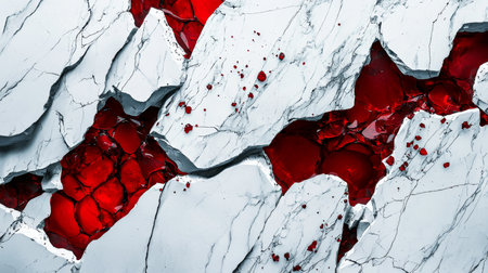 White Marble with Red Glass Horizontal Background.の素材