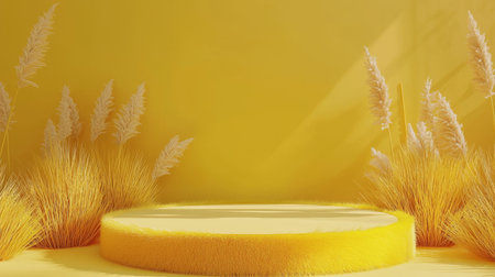 Yellow Fur Minimalistic Product Display Podium.の素材