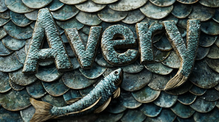 Fish Scale personalized name postcard perfect for decor.の素材