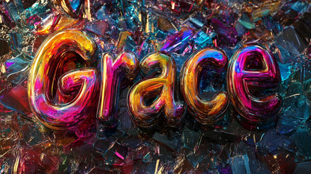 Colorful Glass personalized name postcard perfect for decor.の素材