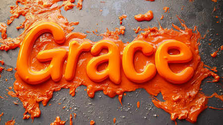 Orange Slime personalized name postcard perfect for decor.の素材