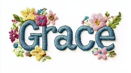 Personalized postcard perfect for decor created in Embroidery Lettering.の素材