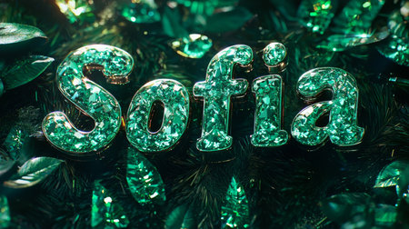 Emerald Crystal personalized name postcard perfect for decor.の素材