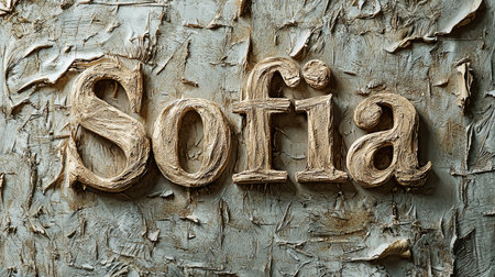 Beige personalized name postcard perfect for decor.の素材