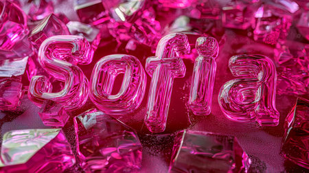 Pink Glass personalized name postcard perfect for decor.の素材