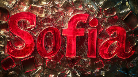 Red Glass personalized name postcard perfect for decor.の素材