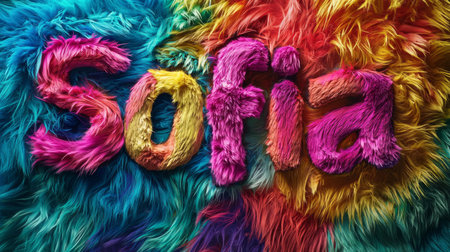 Colorful Fur personalized name postcard perfect for decor.の素材