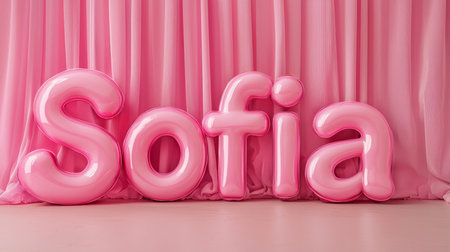 Pink Glossy Surface personalized name postcard perfect for decor.の素材